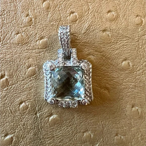 Judith Ripka Silver Enhancer with Mint Quartz Center Stone - Picture 2 of 6